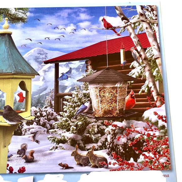 Bits And Pieces FEEDING FRENZY 300 Large Shaped Piece Puzzle Jigsaw Winter BIRDS - Picture 4 of 11